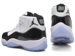 Кроссовки Nike Air Jordan 11 Retro мужские белые с черным - фото сзади