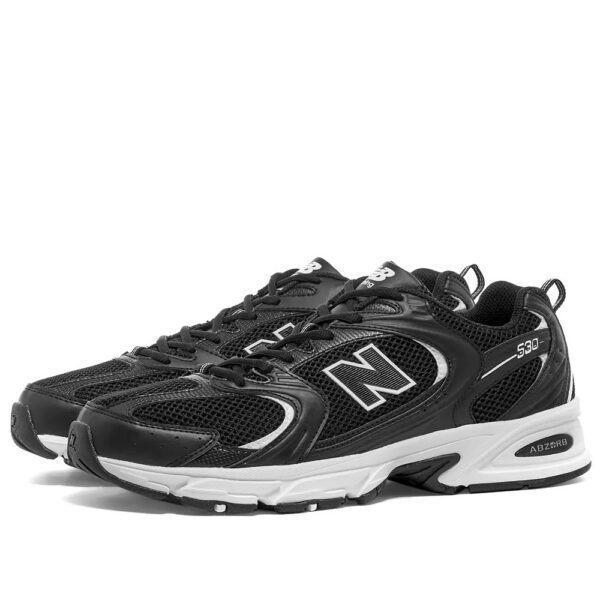 New Balance Mr 530 черные кожаные с сеткой мужские-женские (40-44)