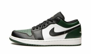 Nike Air Jordan 1 Low Green Toe белые с зеленым и черным кожаные женские (35-39)